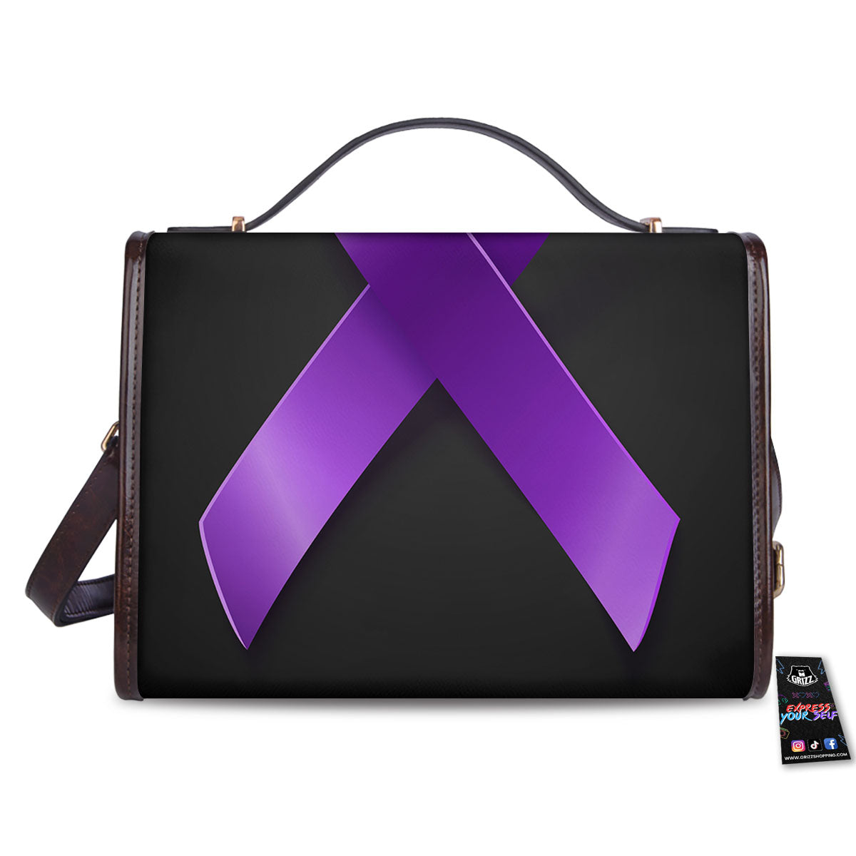 Awareness Ribbon Purple Cancer Print Women's Satchel Bag
