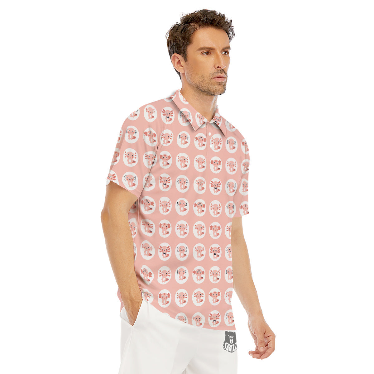 Axolotl Baby Print Pattern Men's Golf Shirts-grizzshop