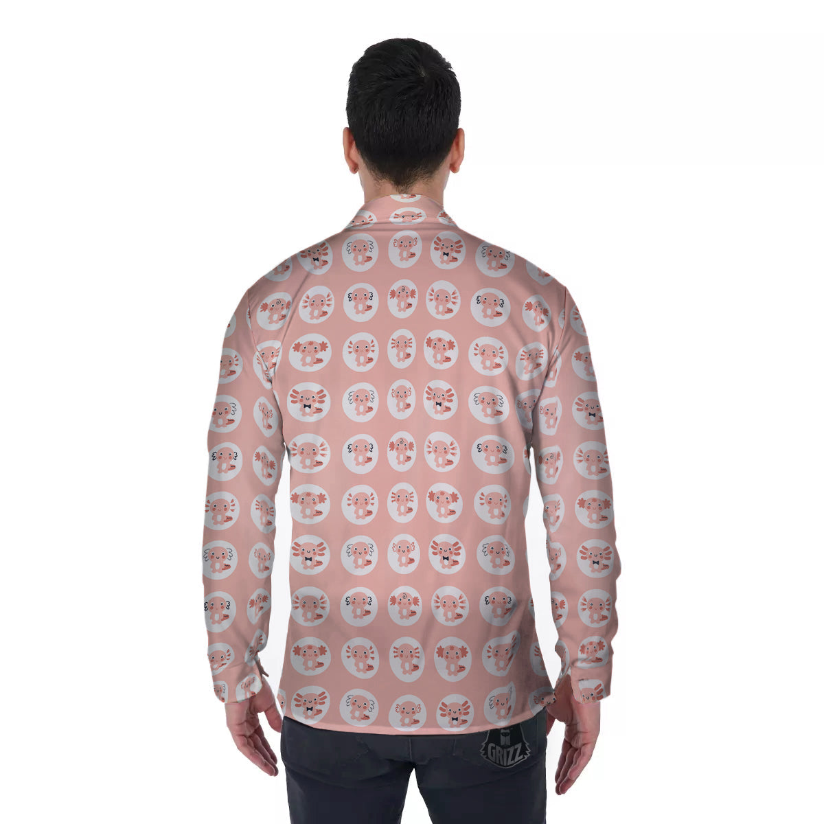 Axolotl Baby Print Pattern Men's Long Sleeve Shirts-grizzshop