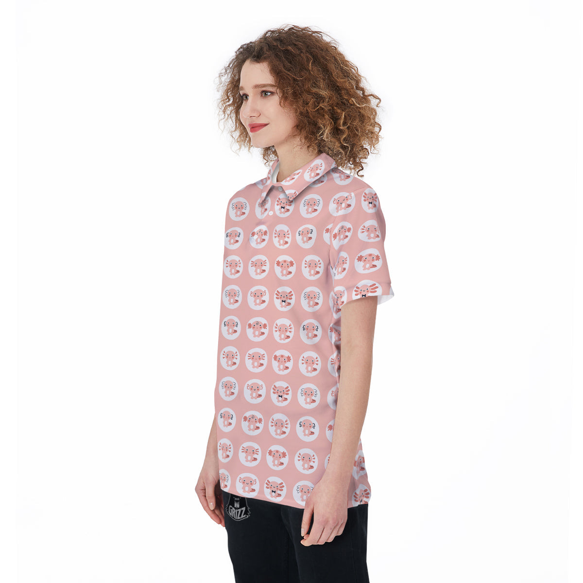 Axolotl Baby Print Pattern Women's Golf Shirts-grizzshop
