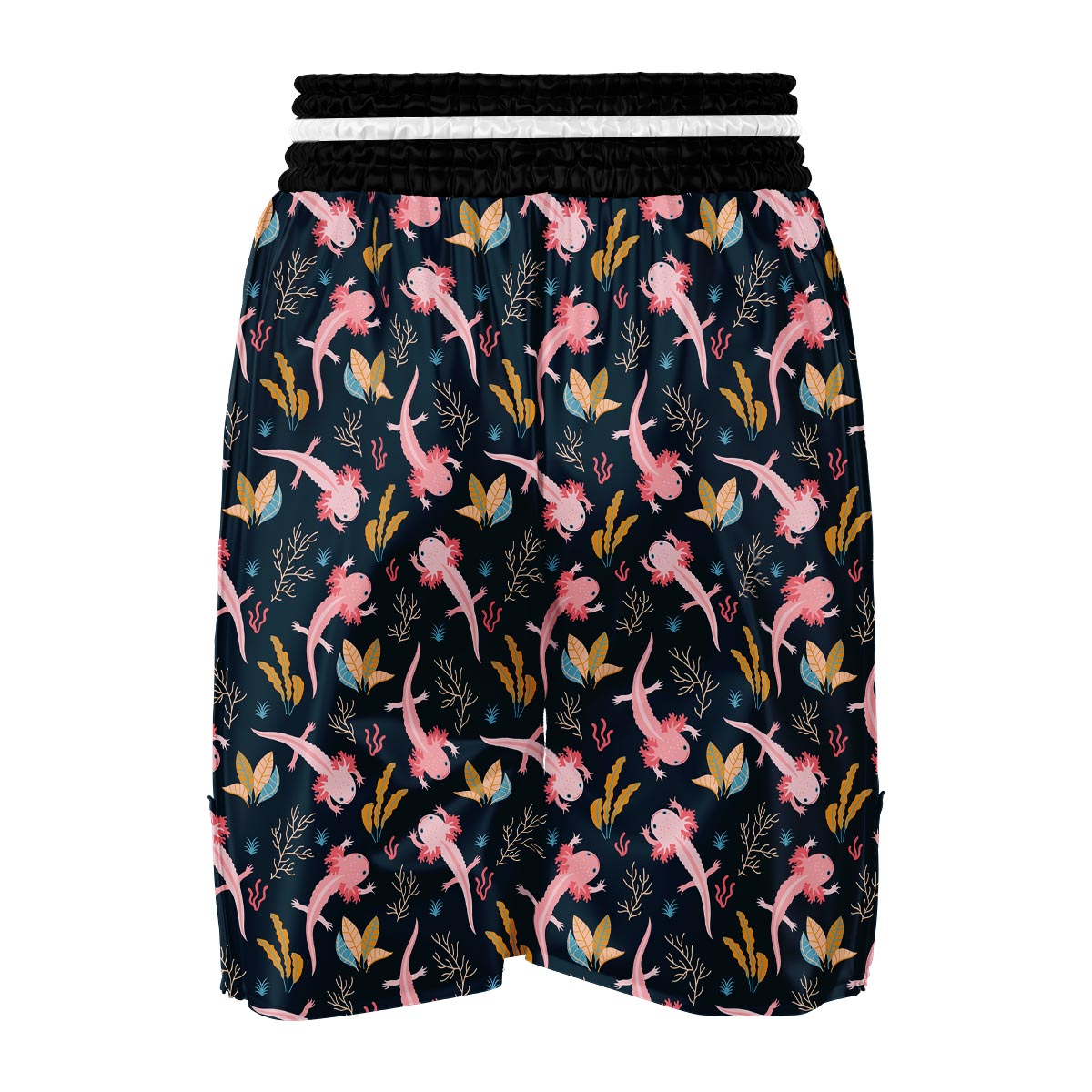 Axolotl Black Pattern Print Boxing Shorts-grizzshop