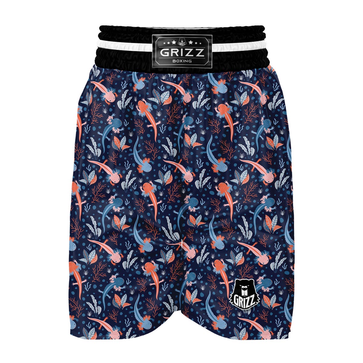 Axolotl Blue Pattern Print Boxing Shorts-grizzshop