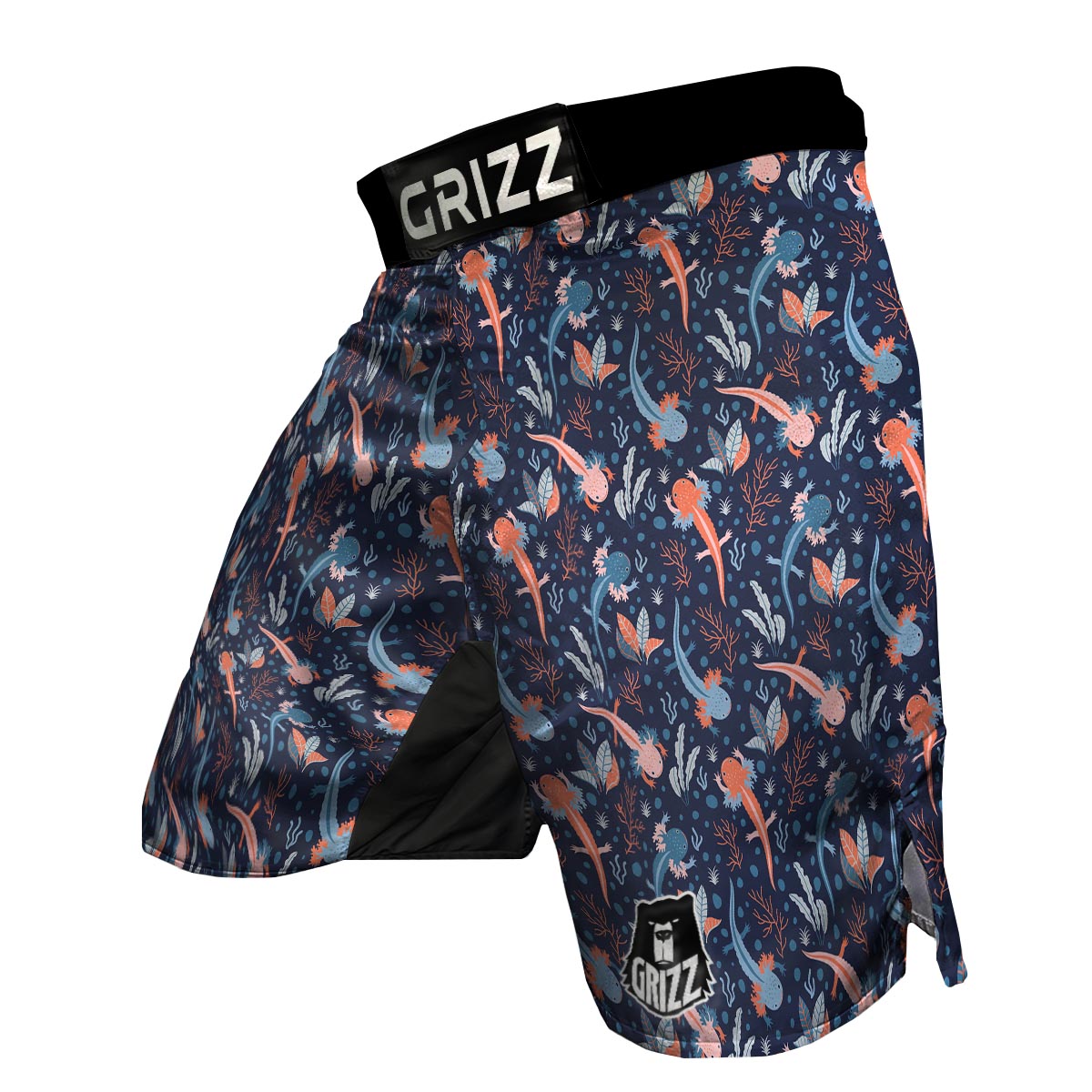 Axolotl Blue Pattern Print MMA Shorts-grizzshop
