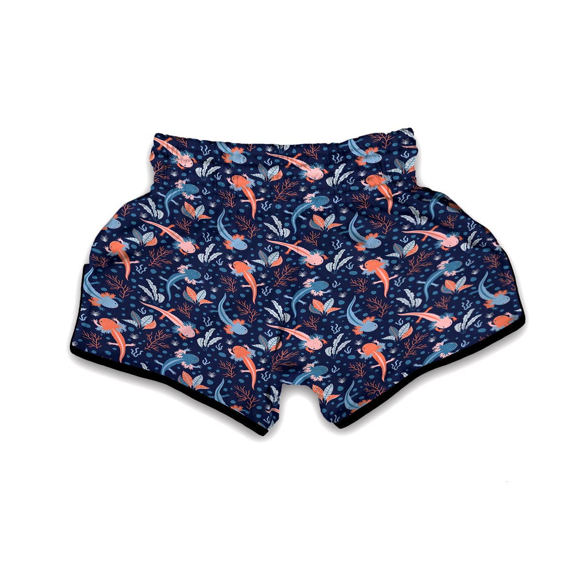 Axolotl Blue Pattern Print Muay Thai Boxing Shorts-grizzshop