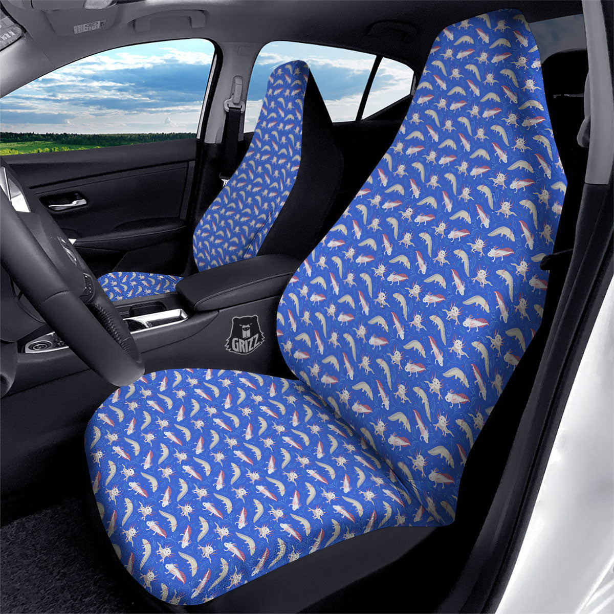 Axolotl Blue Print Pattern Car Seat Covers-grizzshop