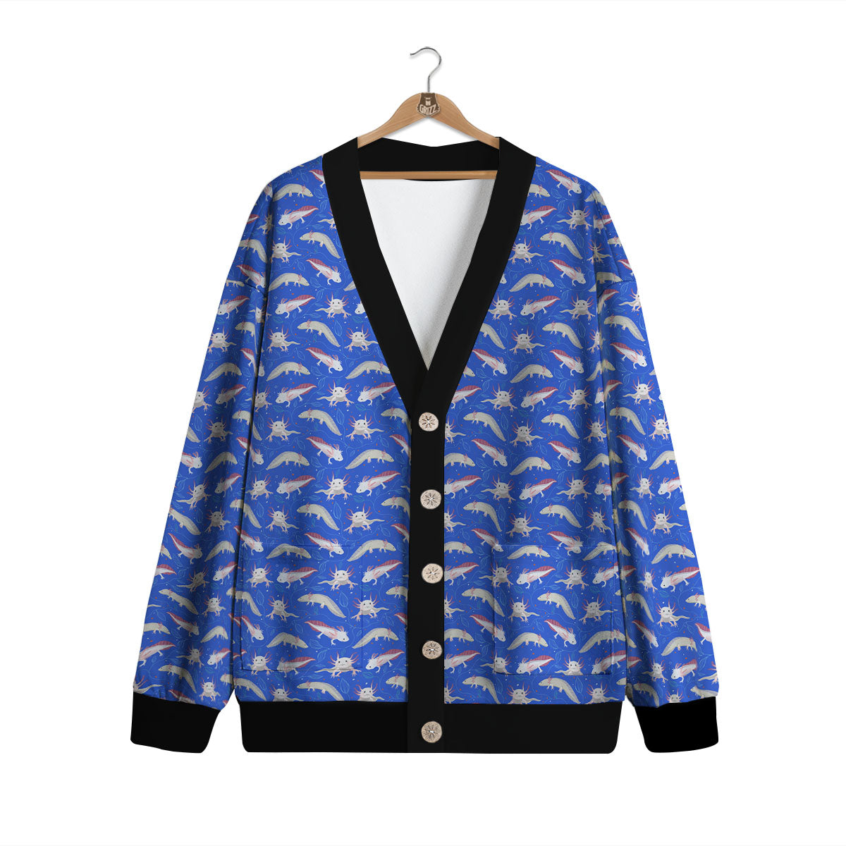 Axolotl Blue Print Pattern Cardigan-grizzshop