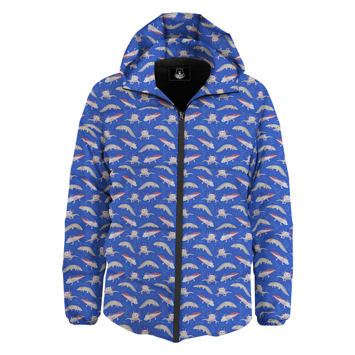 Axolotl Blue Print Pattern Down Jacket-grizzshop