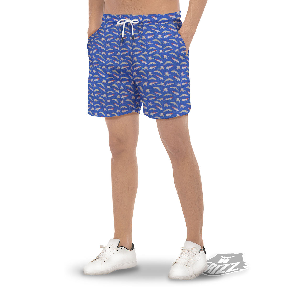 Axolotl Blue Print Pattern Men's Gym Shorts-grizzshop