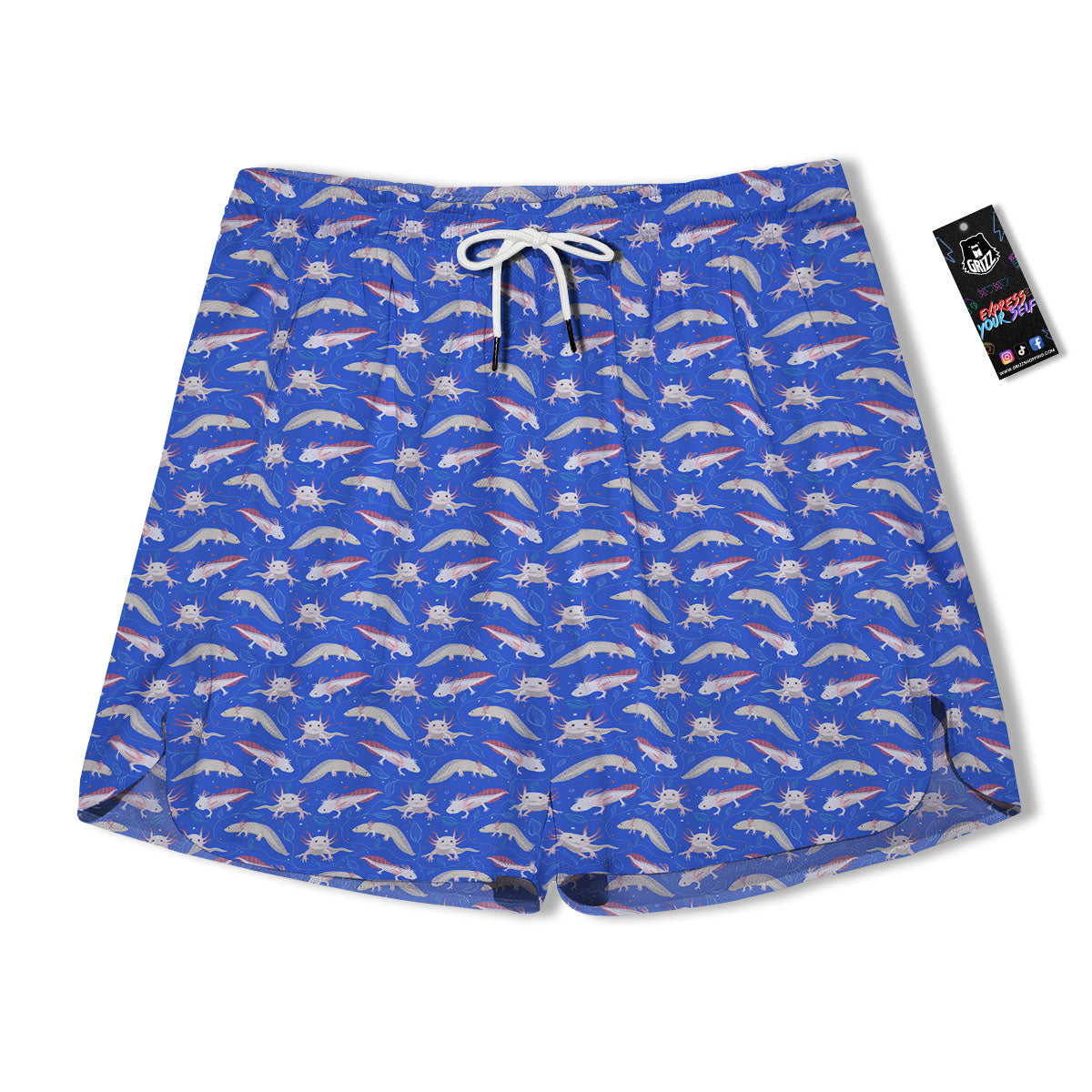 Axolotl Blue Print Pattern Men's Running Shorts-grizzshop