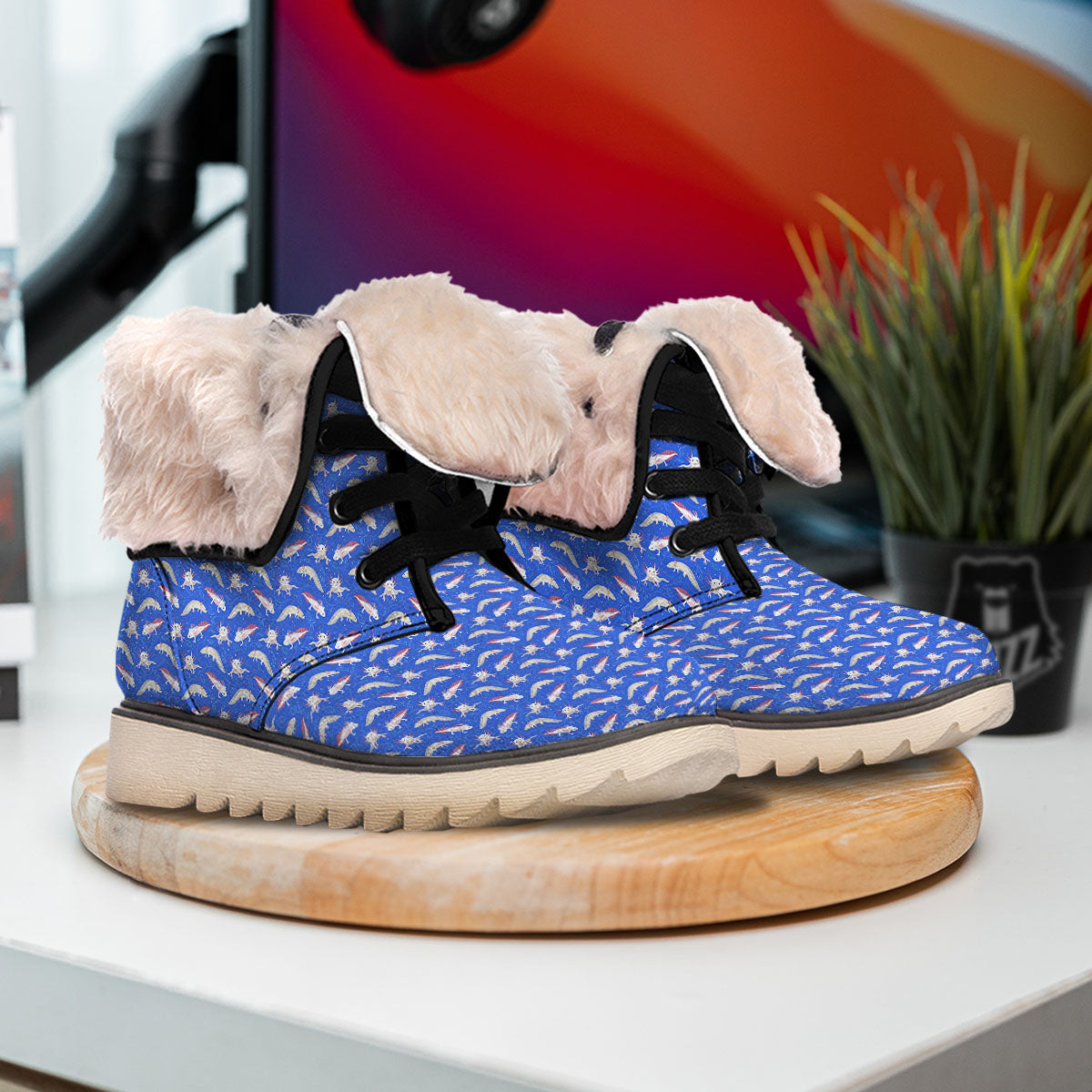 Axolotl Blue Print Pattern Snow Boots-grizzshop