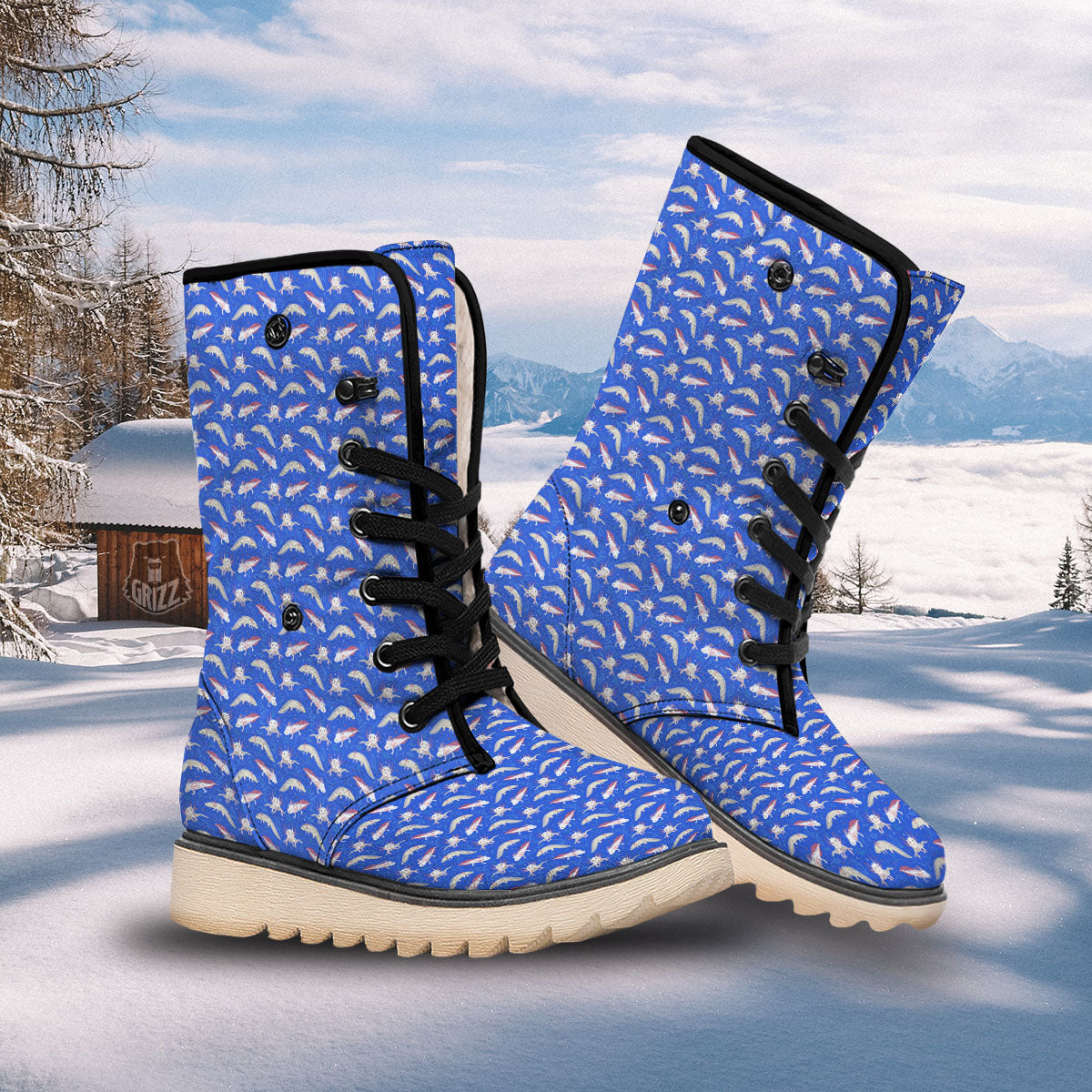 Axolotl Blue Print Pattern Snow Boots-grizzshop