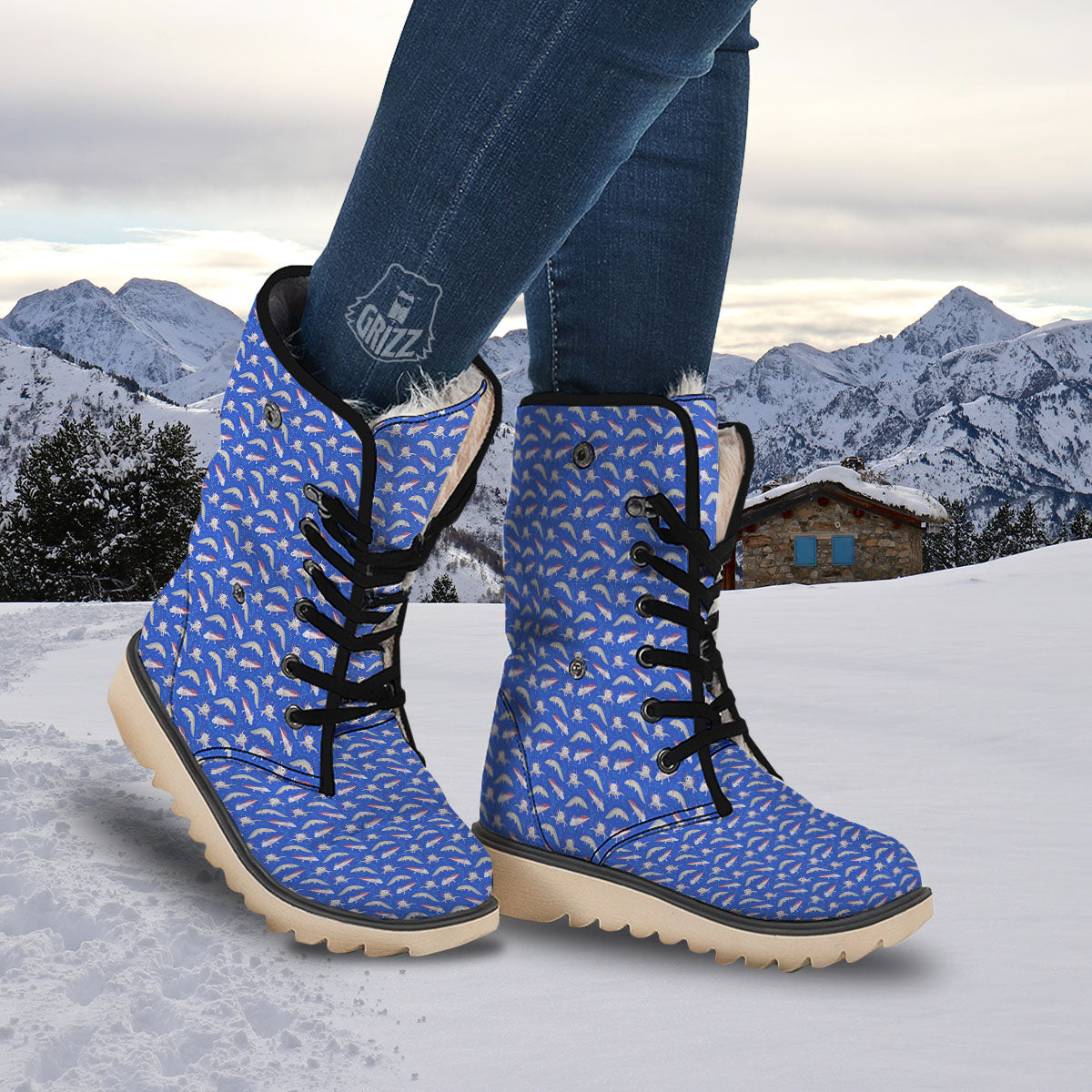 Axolotl Blue Print Pattern Snow Boots-grizzshop
