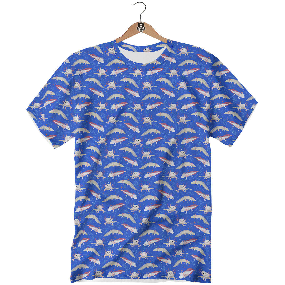 Axolotl Blue Print Pattern T-Shirt-grizzshop