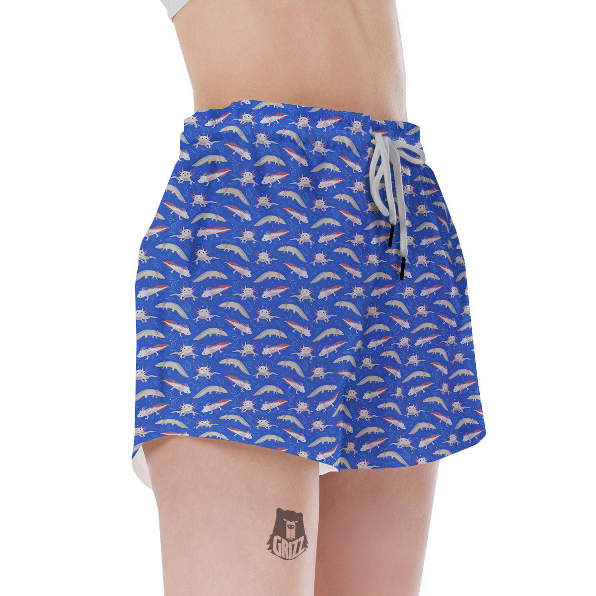 Axolotl Blue Print Pattern Women's Shorts-grizzshop
