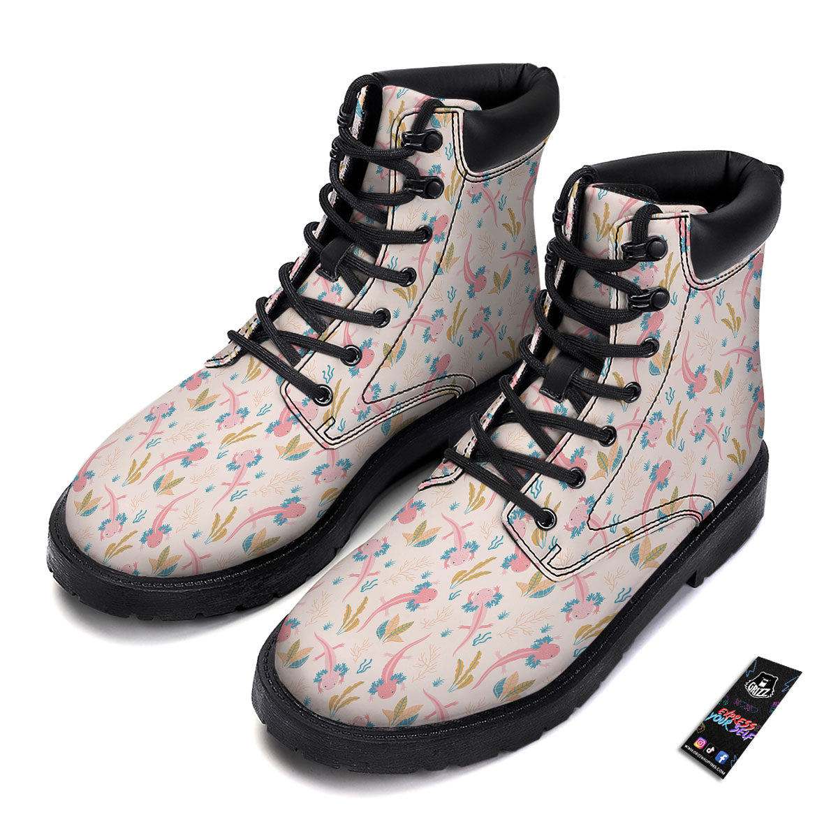 Axolotl Pastel Print Pattern Boots-grizzshop
