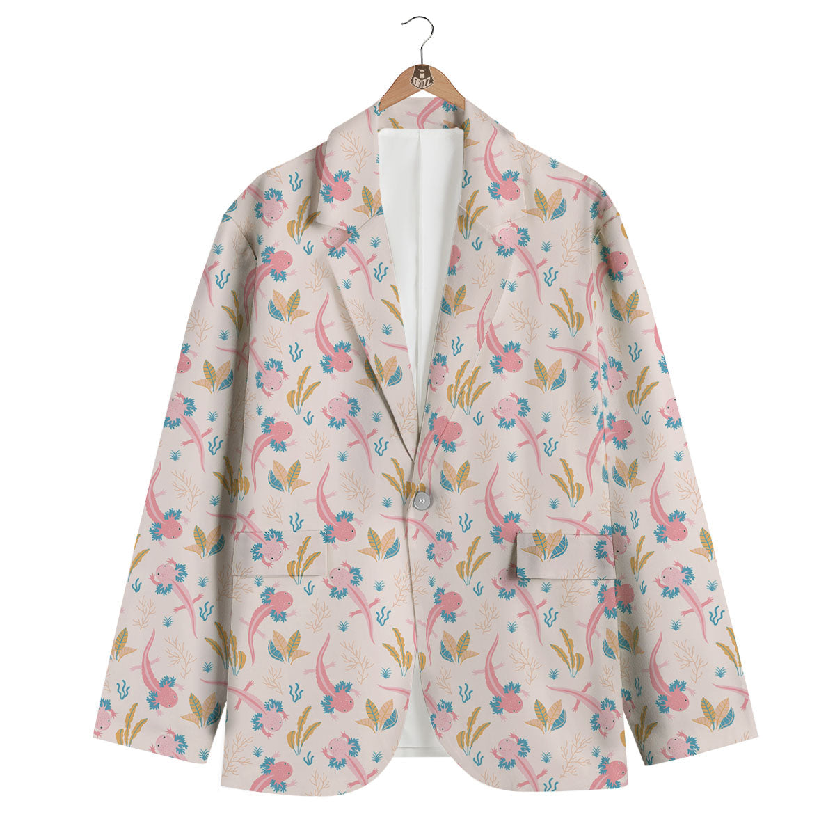 Axolotl Pastel Print Pattern Men's Blazer-grizzshop