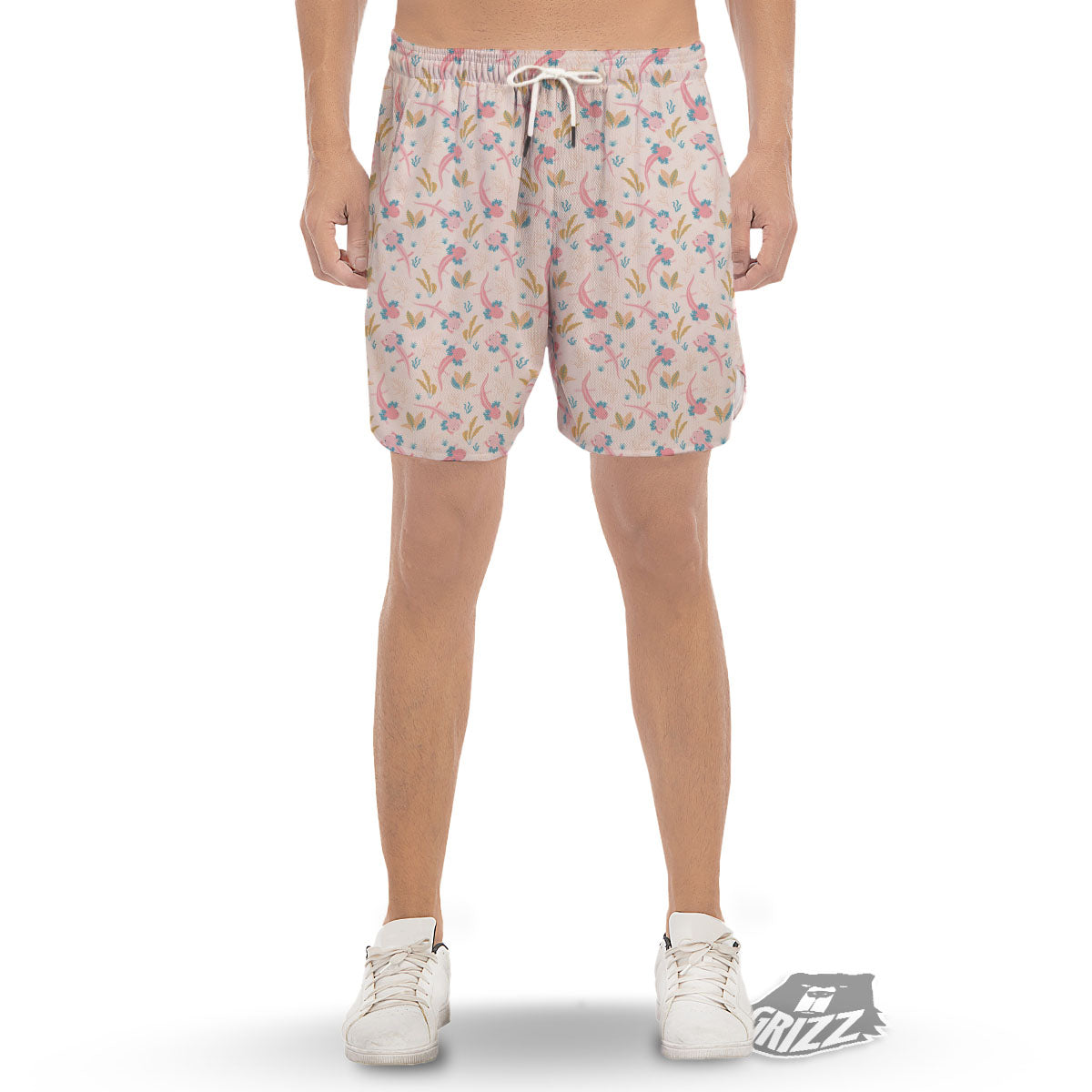 Axolotl Pastel Print Pattern Men's Gym Shorts-grizzshop