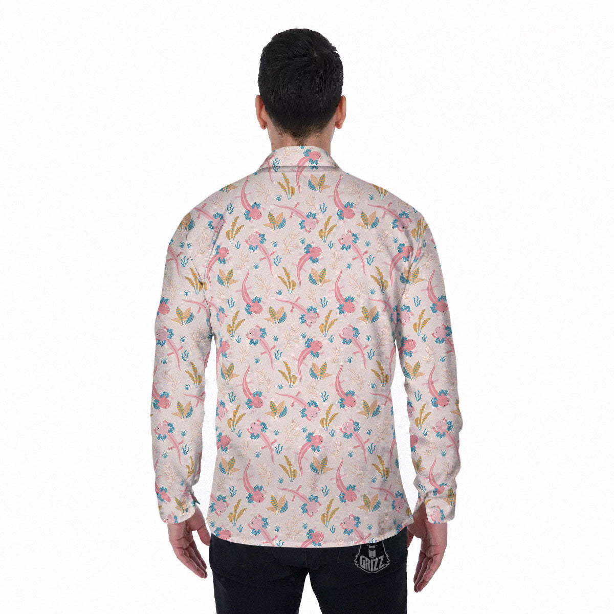 Axolotl Pastel Print Pattern Men's Long Sleeve Shirts-grizzshop