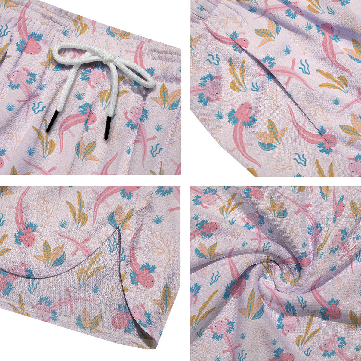 Axolotl Pastel Print Pattern Men's Running Shorts-grizzshop