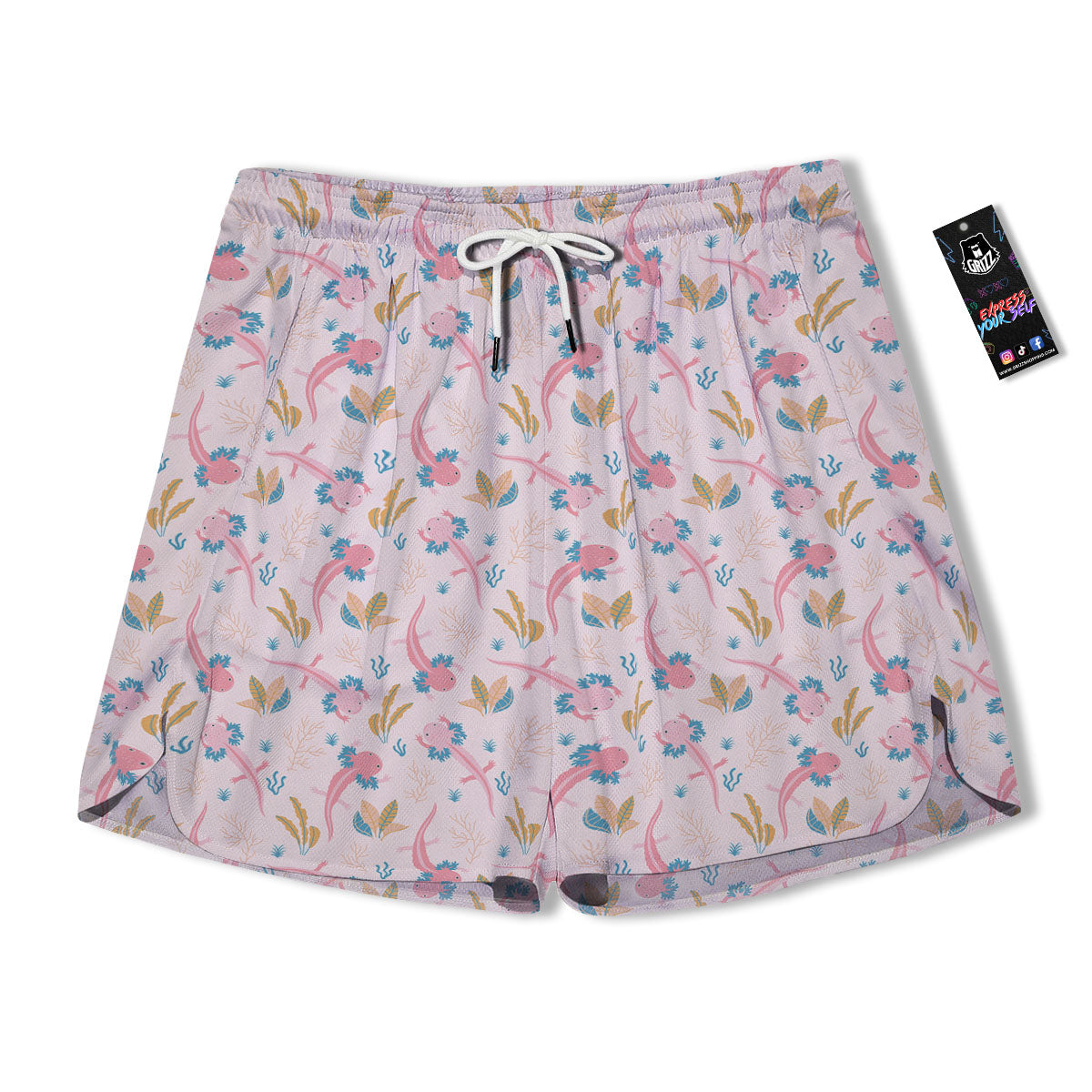 Axolotl Pastel Print Pattern Men's Running Shorts-grizzshop