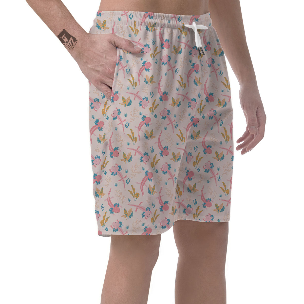 Axolotl Pastel Print Pattern Men's Shorts-grizzshop