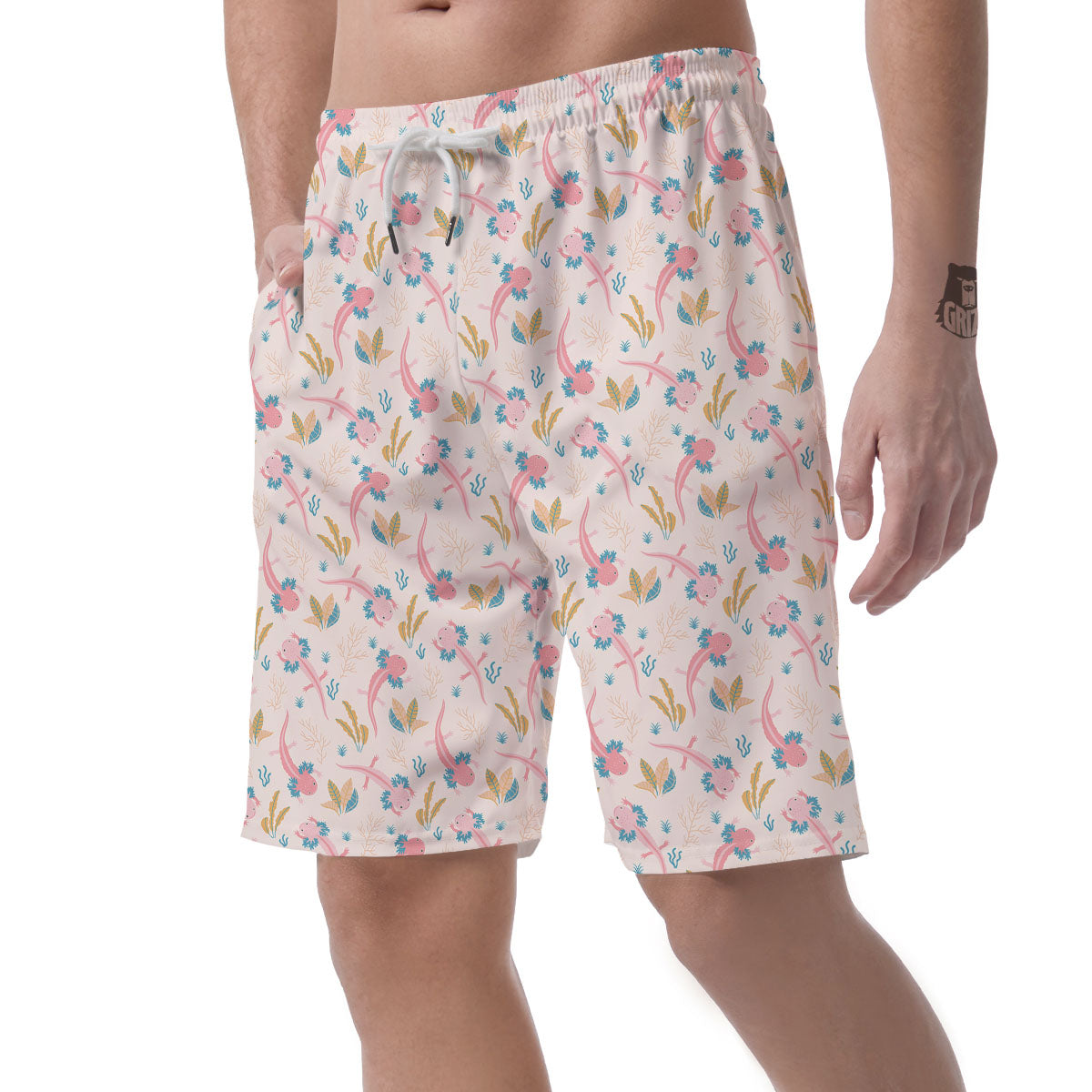 Axolotl Pastel Print Pattern Men's Shorts-grizzshop