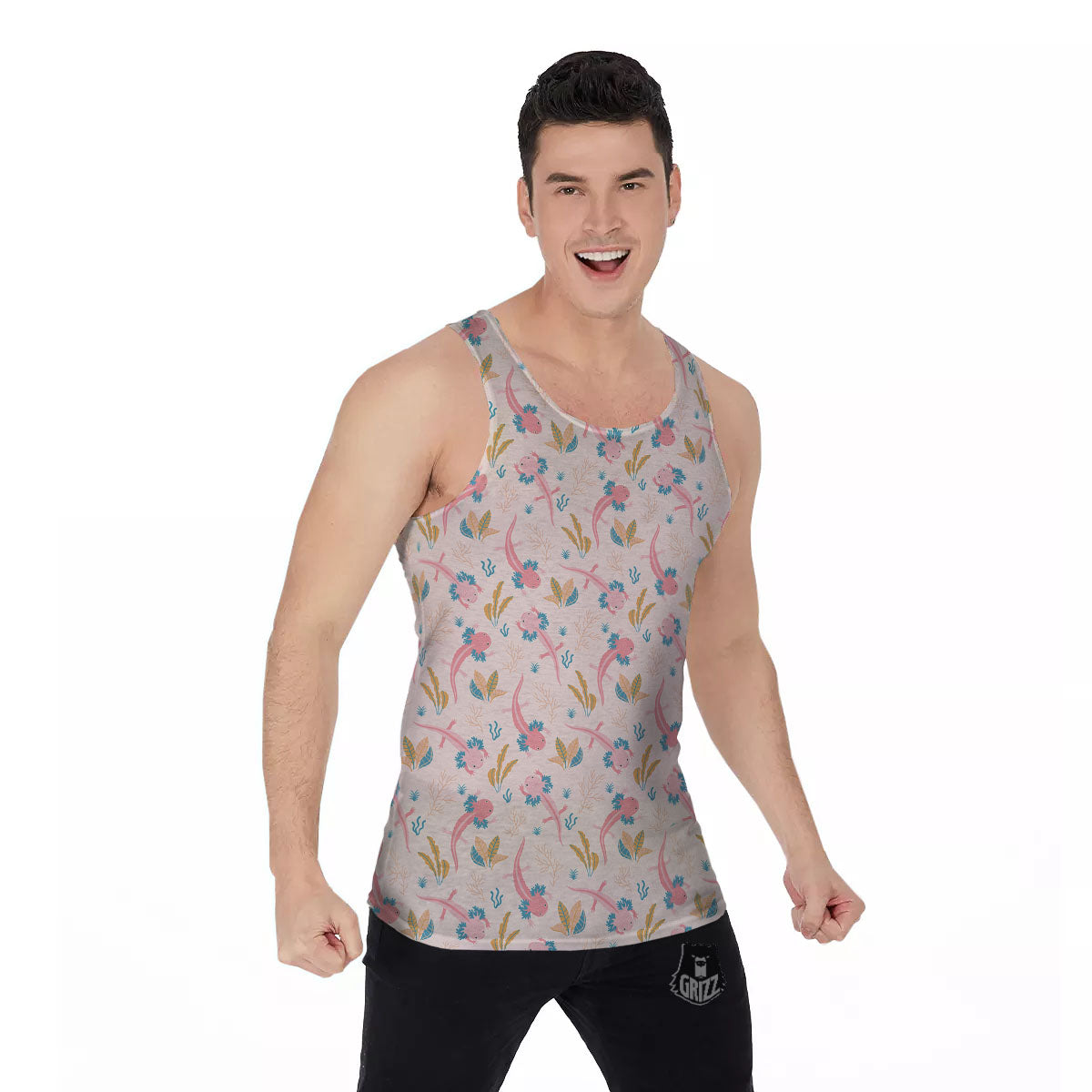 Axolotl Pastel Print Pattern Men's Tank Top-grizzshop