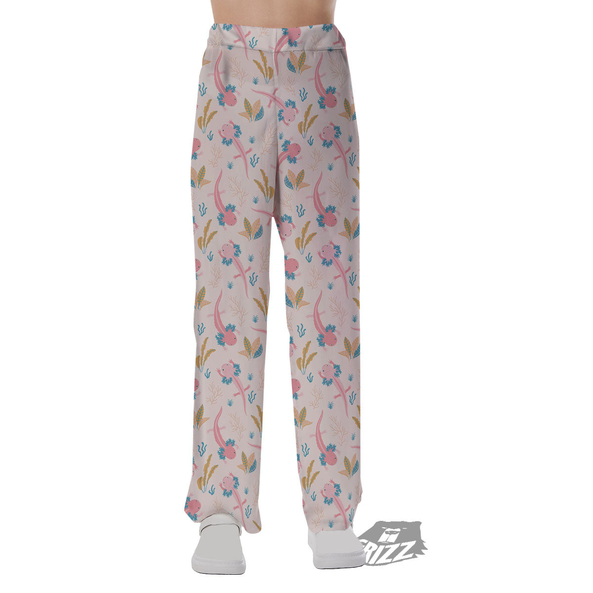 Axolotl Pastel Print Pattern Pajama Pants-grizzshop