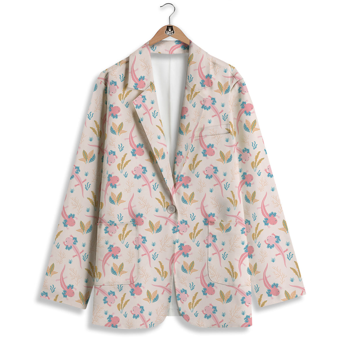 Axolotl Pastel Print Pattern Women's Blazer-grizzshop