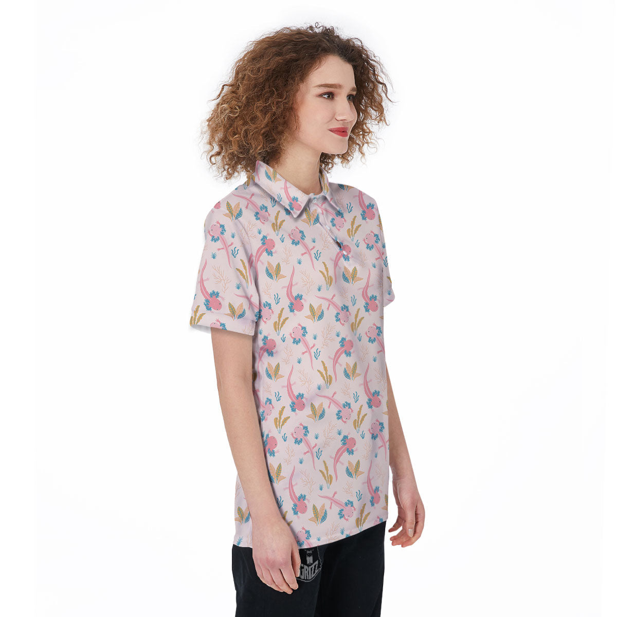 Axolotl Pastel Print Pattern Women's Golf Shirts-grizzshop