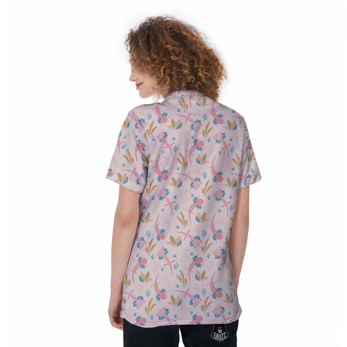 Axolotl Pastel Print Pattern Women's Golf Shirts-grizzshop