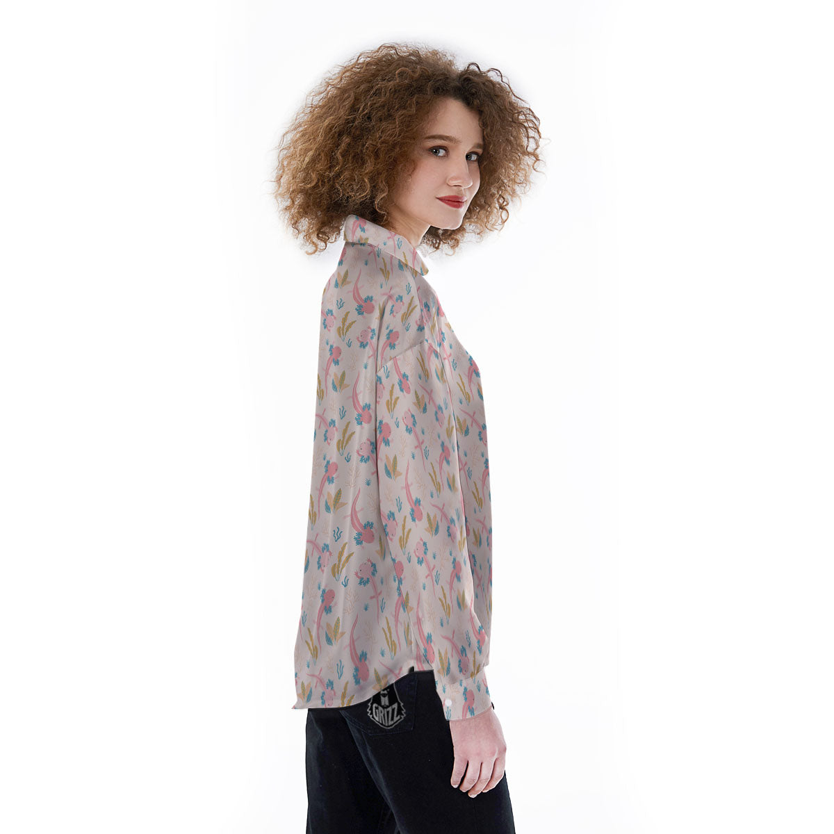 Axolotl Pastel Print Pattern Women's Long Sleeve Shirts-grizzshop