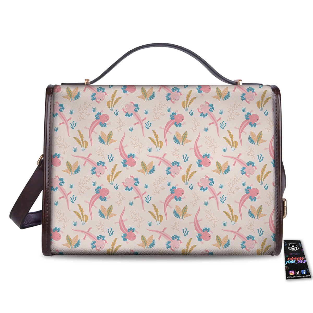 Axolotl Pastel Print Pattern Women's Satchel Bag-grizzshop