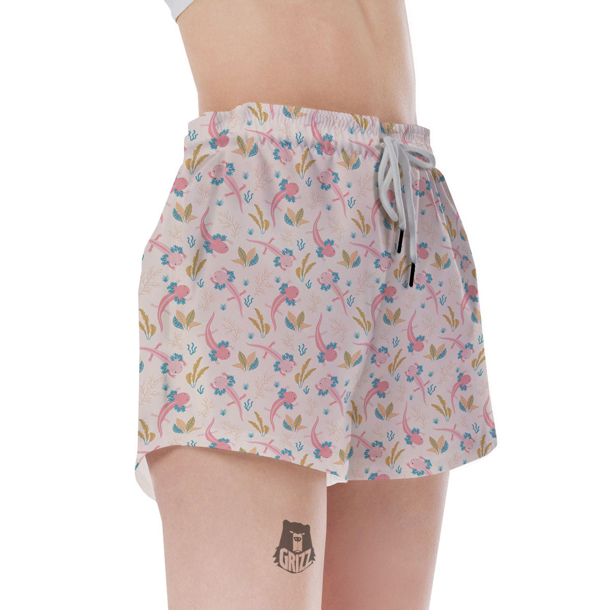 Axolotl Pastel Print Pattern Women's Shorts-grizzshop