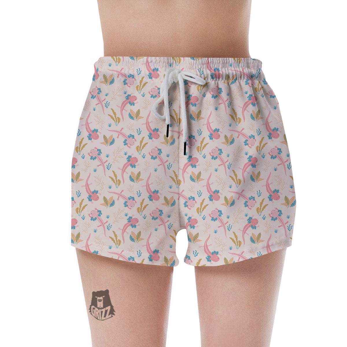Axolotl Pastel Print Pattern Women's Shorts-grizzshop