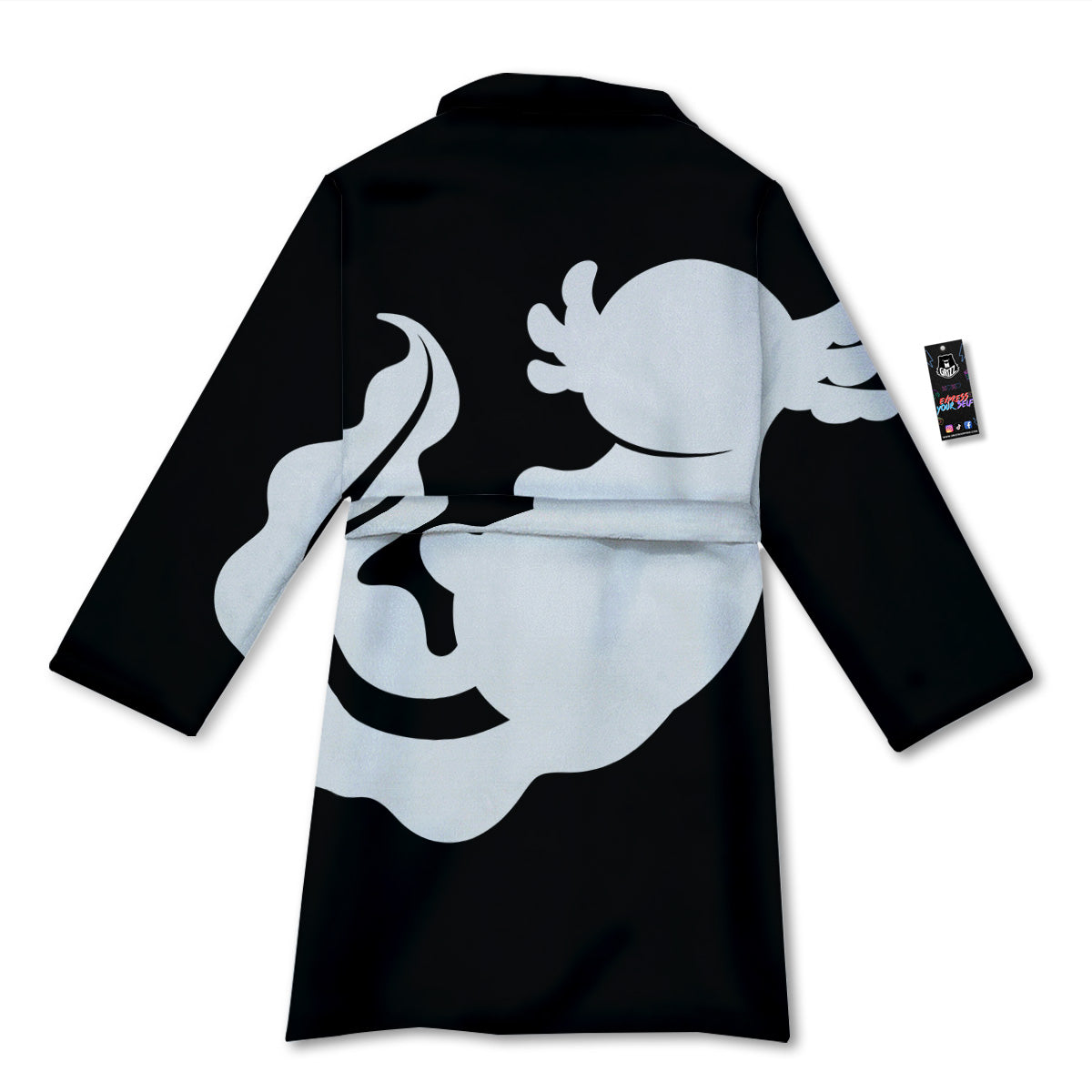 Axolotl White And Black Print Bathrobe-grizzshop