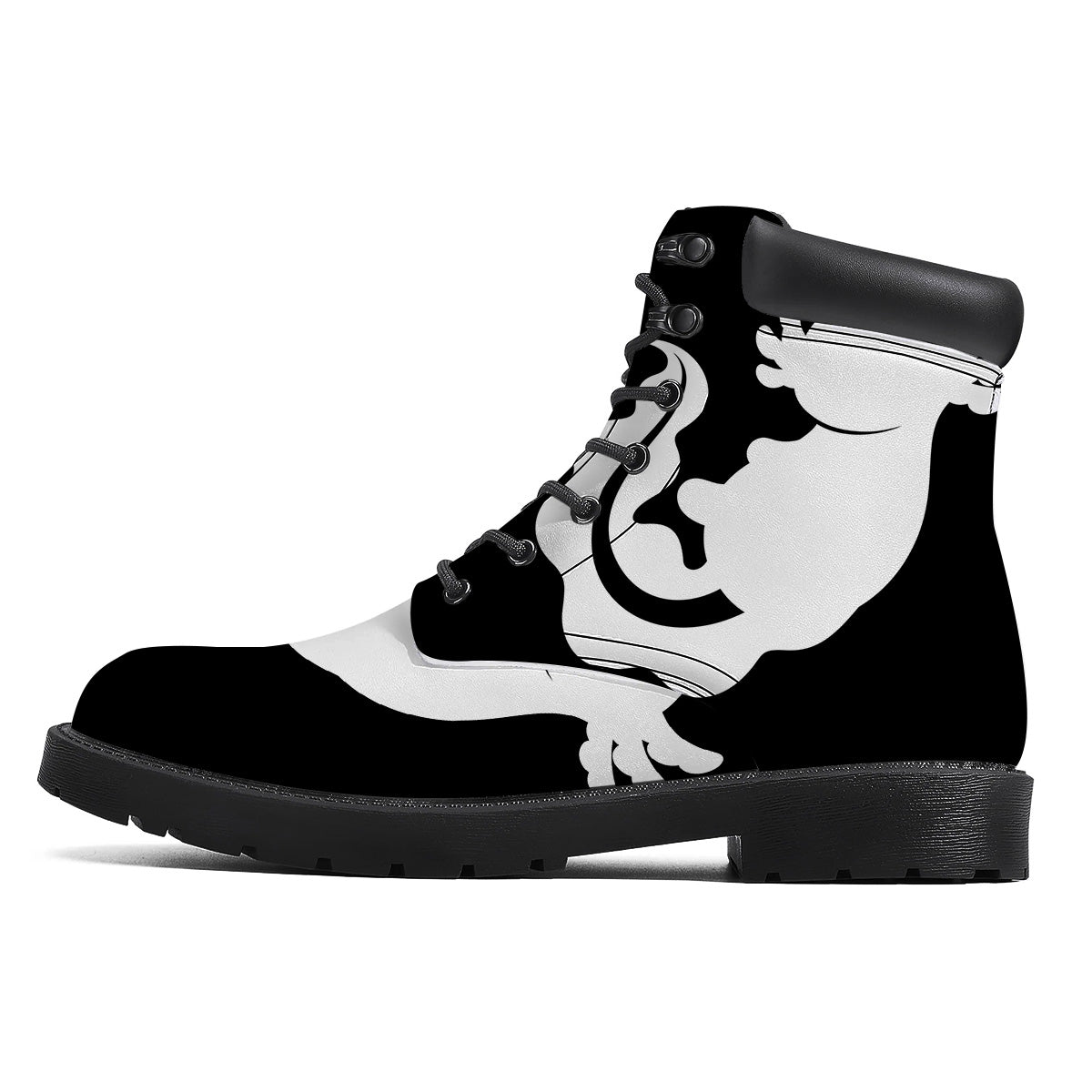 Axolotl White And Black Print Boots-grizzshop