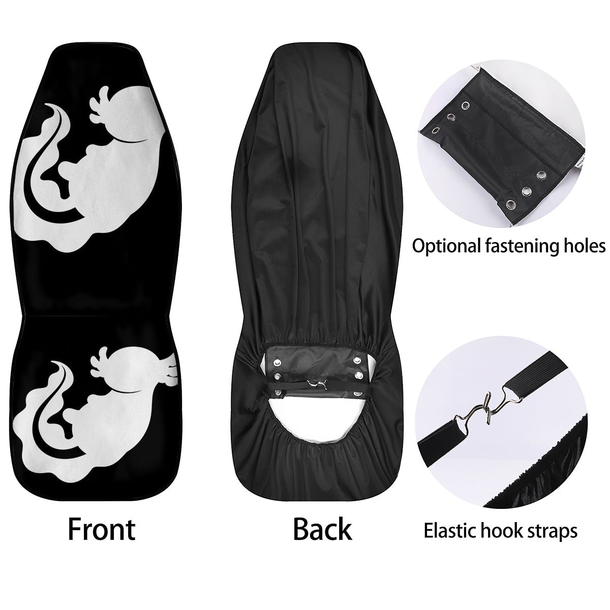 Axolotl White And Black Print Car Seat Covers-grizzshop