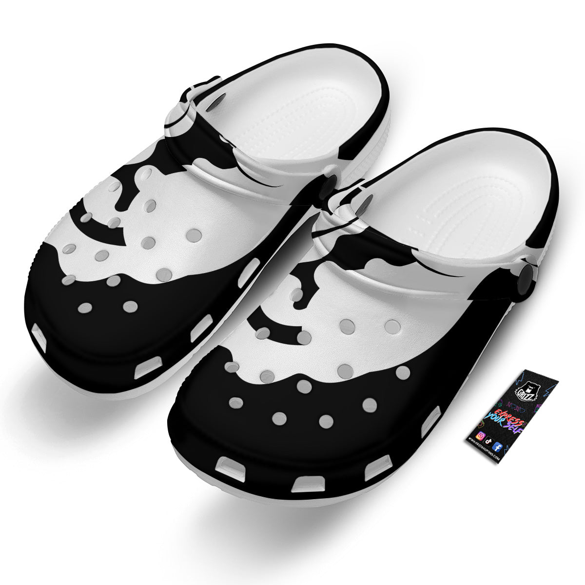 Axolotl White And Black Print Clog-grizzshop