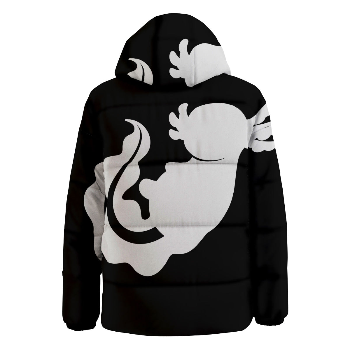 Axolotl White And Black Print Down Jacket-grizzshop