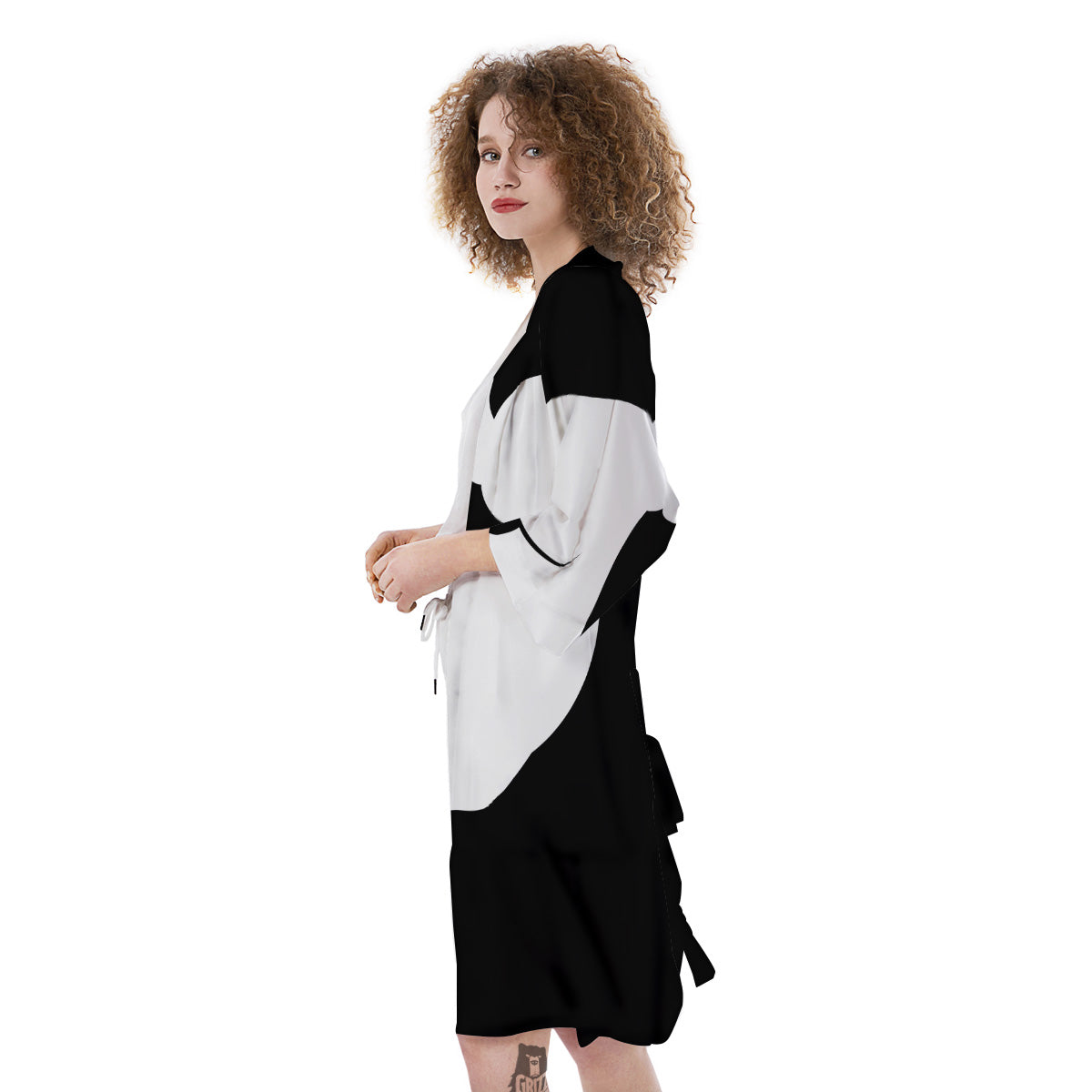 Axolotl White And Black Print Kimono-grizzshop