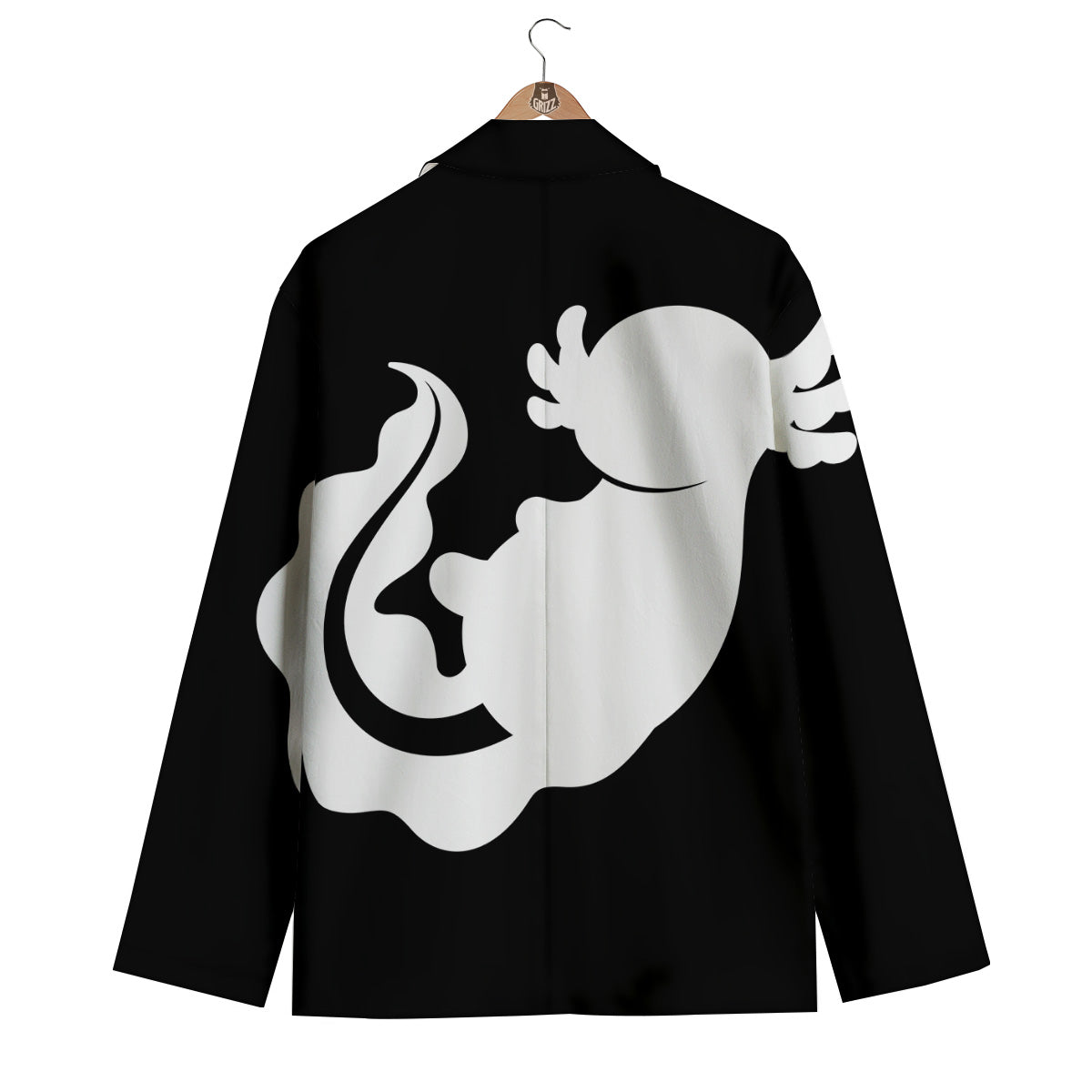 Axolotl White And Black Print Men's Blazer-grizzshop