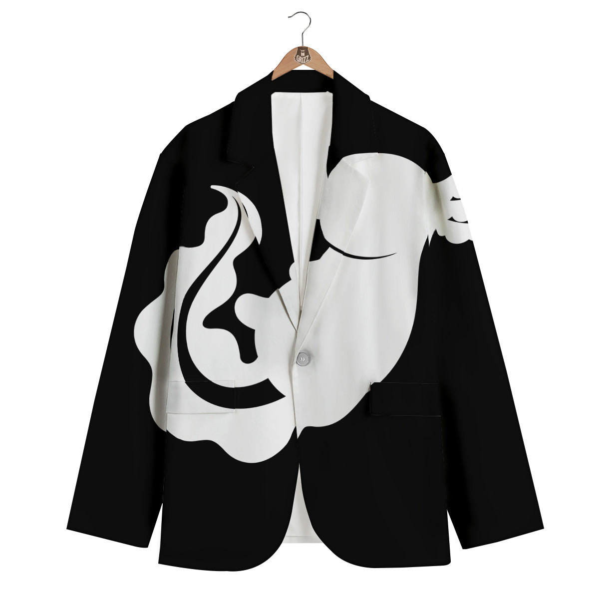 Axolotl White And Black Print Men's Blazer-grizzshop
