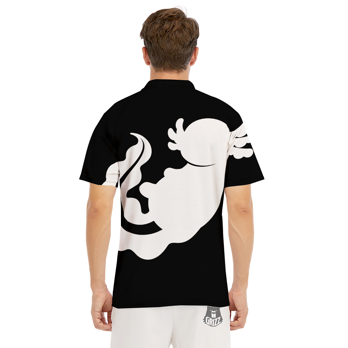 Axolotl White And Black Print Men's Golf Shirts-grizzshop