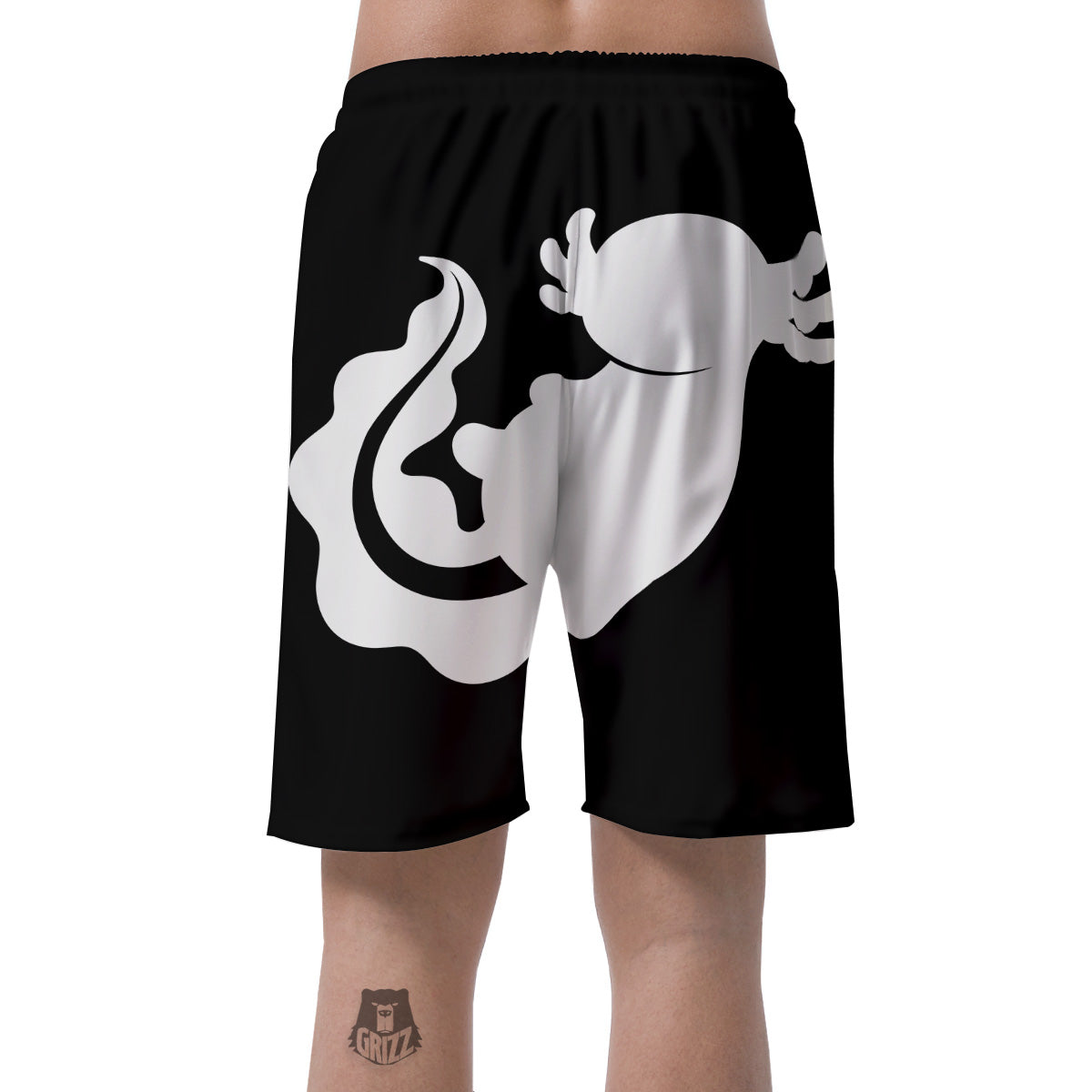 Axolotl White And Black Print Men's Shorts-grizzshop