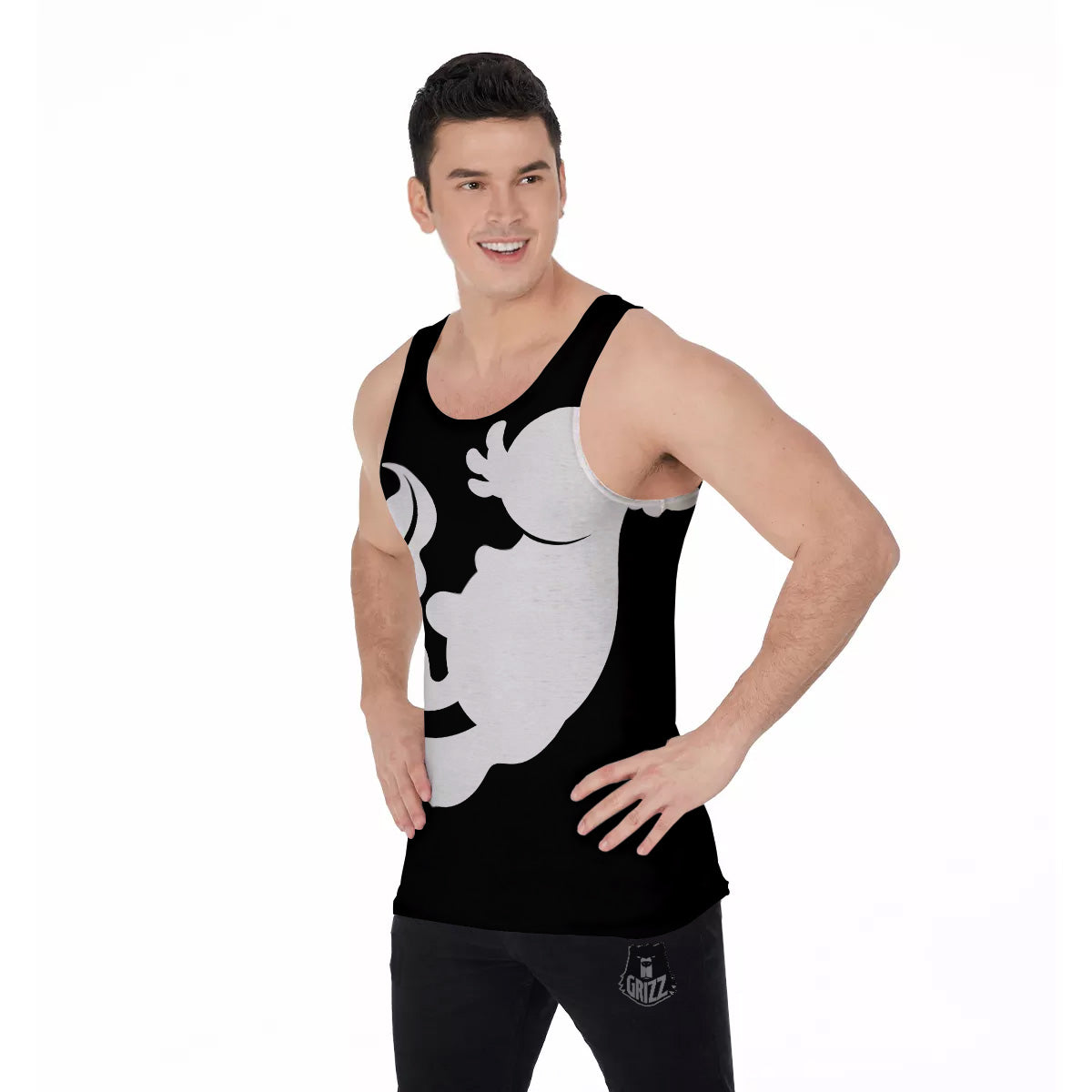 Axolotl White And Black Print Men's Tank Top-grizzshop