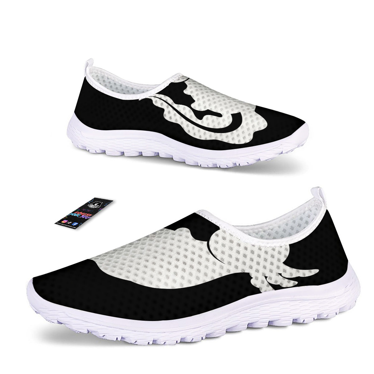 Axolotl White And Black Print Nurse Shoes-grizzshop