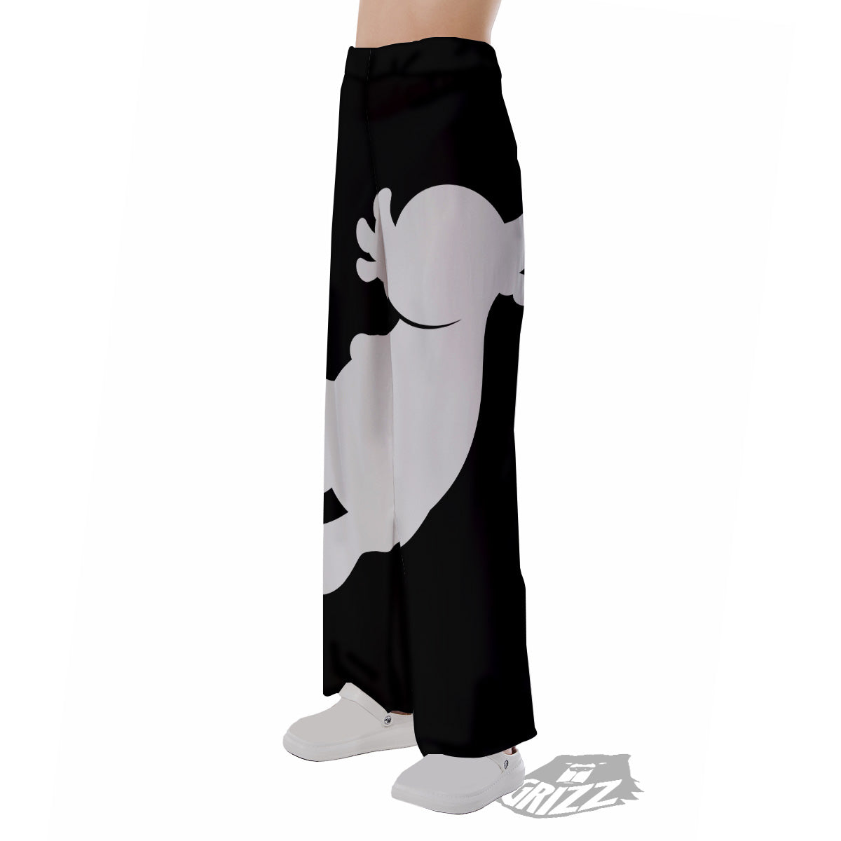 Axolotl White And Black Print Pajama Pants-grizzshop