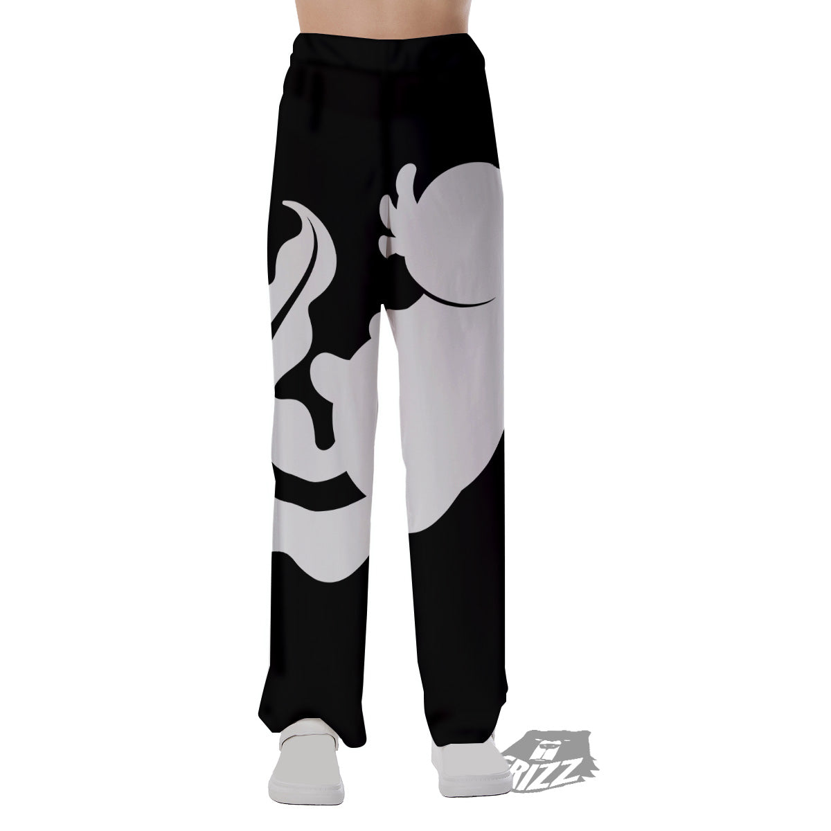 Axolotl White And Black Print Pajama Pants-grizzshop