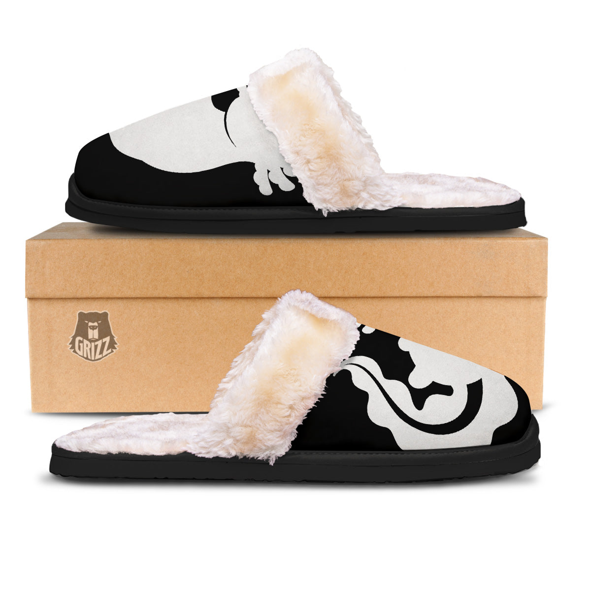 Axolotl White And Black Print Slippers-grizzshop